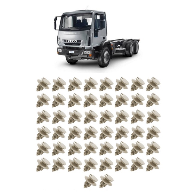 Kit 50 Grampo Presilha Fixador Forro de Porta Iveco Tector 2008 a 2016
