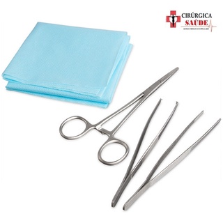 Kit Curativo Estéril Descartável - Kolplast  Com Pinça Kelly + Dente de Rato + Anatômica