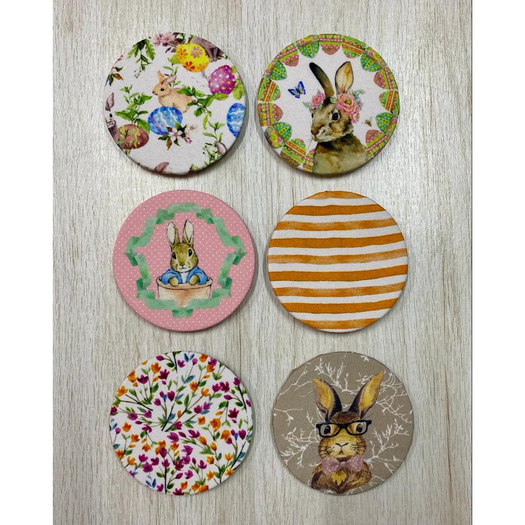 KIT CAPA PORTA COPO + BASE MDF PÁSCOA 9 CM ESTAMPADO LOCALIZADO MESA POSTA JANTAR DECORAÇÃO