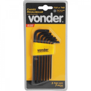 Jogo de Chaves Torx T10 a T40 Vonder com 7 Peças Hexalobular com Furo Guia em Oferta na Shopee