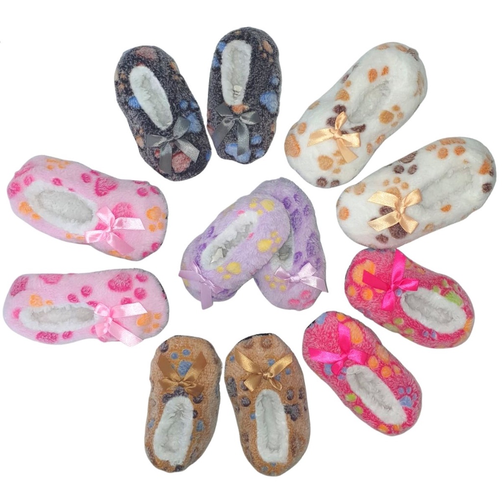 Pantufa Infantil C/ Pelo Pantufas Menina Pegada Antiderrapante Sapato Maxi Confort