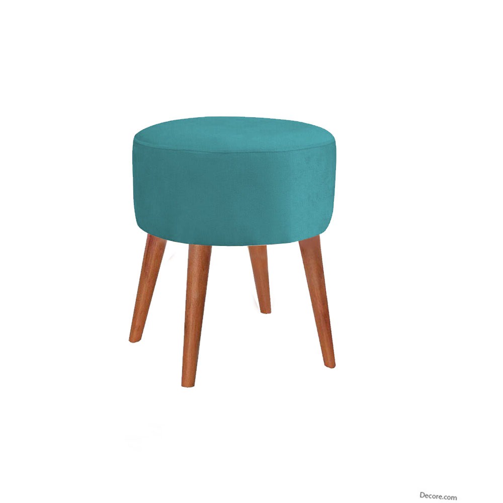 Puf pufe redondo 4 pés palito moderno Azul Turquesa para recepção e quarto