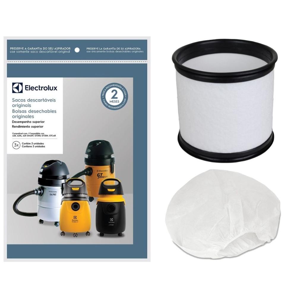 Kit Sacos, Filtro e Touca P/ Gt300 Fab Após 2010 Electrolux