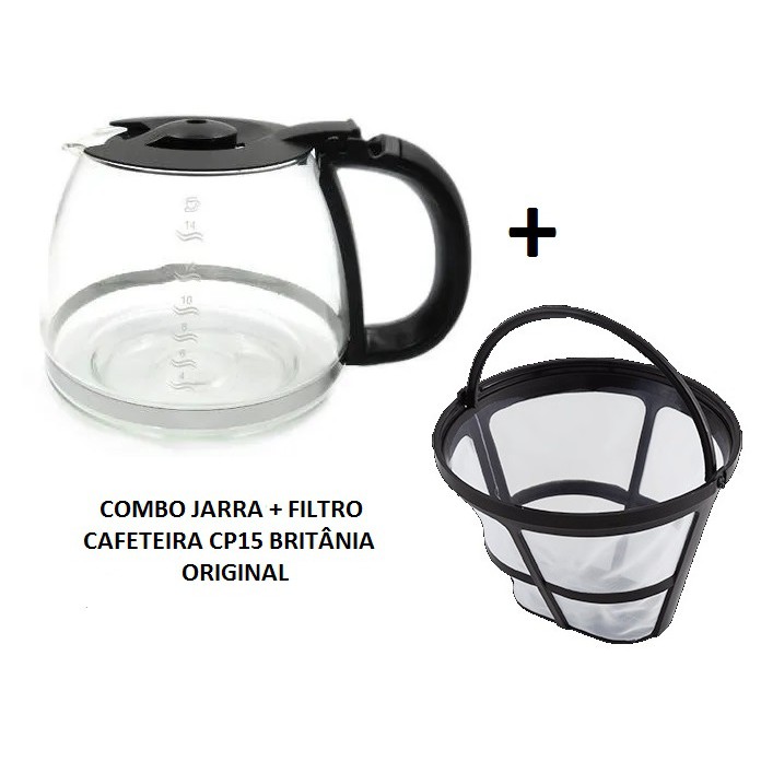 Combo Britânia - 1 Jarra e 1 Filtro Permanente Para Cafeteira Cp15 - Originais
