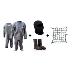 Capa De Chuva-Conjunto Calça Jaqueta Impermeavel Urbano Pvc-Moto+Poliana Galocha+Touca Ninja Balaclava+Rede Elastica