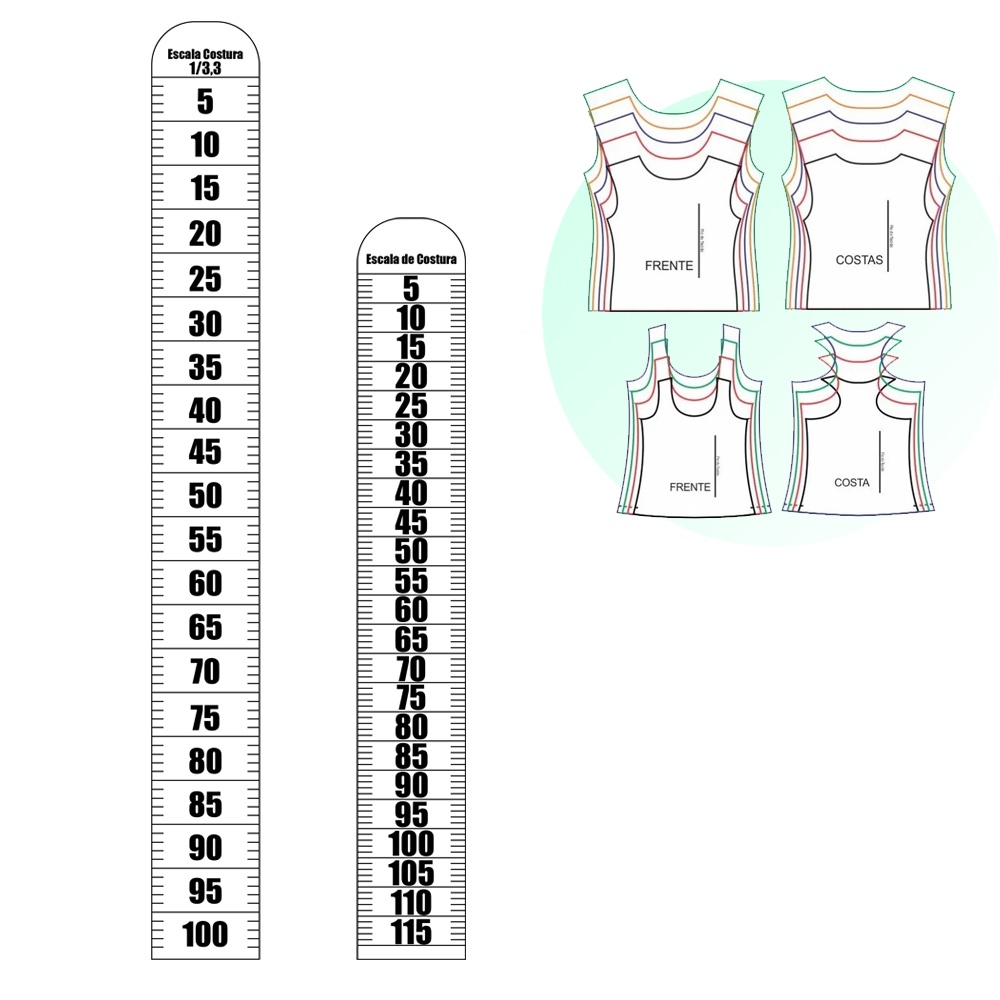 KIT REGUAS CORTE ESCALA DE COSTURA 1/3,3 E 1/2 ACRÍLICO em Oferta na Shopee