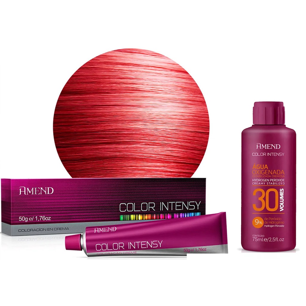 Coloração 0.6 Vermelho Intensificador Color Intensy 50g + Oxigenada 30 vol 75ml Amend em Oferta na Shopee