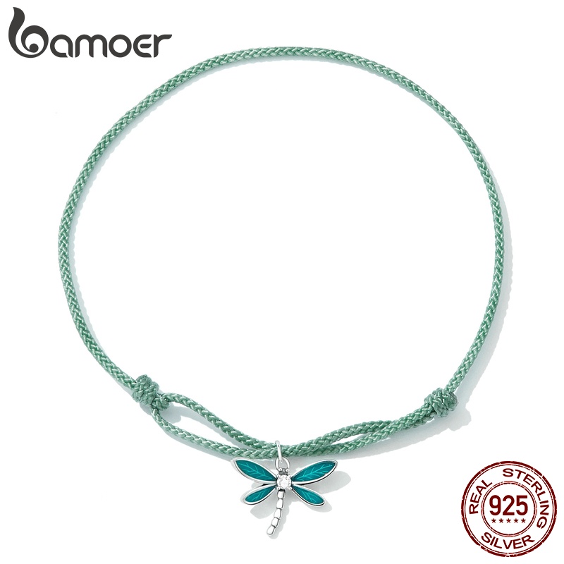 Pulseira Bamoer Prata 925 Verde Verão Libélula Mãos Corda Para As Mulheres Meninas Acessórios De Moda em Oferta na Shopee