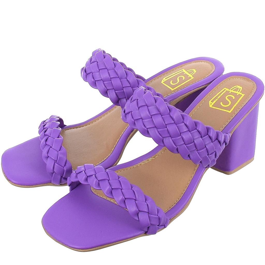 Tamanco Trançado Salto Grosso Bloco Feminino Macio em Oferta na Shopee