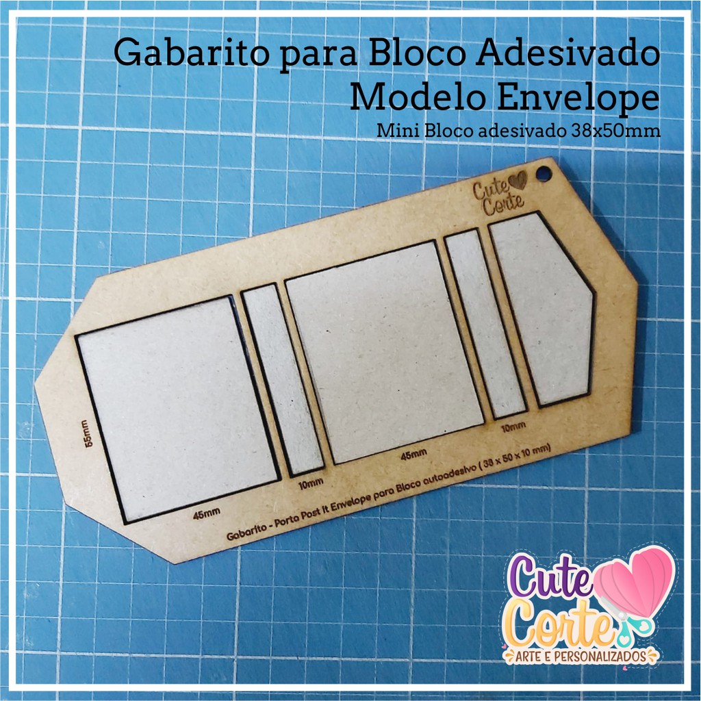 Gabarito para Porta Bloco adesivado modelo ENVELOPE - Mini Bloco adesivado 38x50mm (bloco auto adesivo) - MODELO 2 em Oferta na Shopee