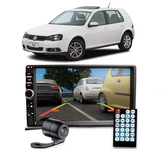 Mp5 Central Multimidia Bt Usb Espelha Ios Android  Moldura 2 Din Golf 2005 2006 2007 2008 2009 + Camera de Ré
