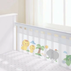 Protetor de Berço Tela Respirável 2 lados Grades Aguard Baby Padrão Americano Estampado SAFARI