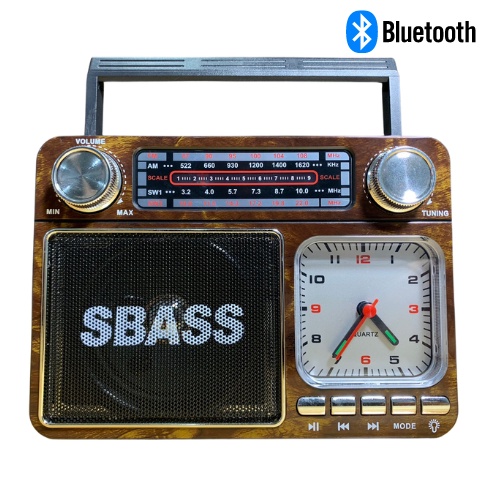 Radio Relogio Retro Bluetooth Vintage Usb Portatil AD-135 Recarregavel