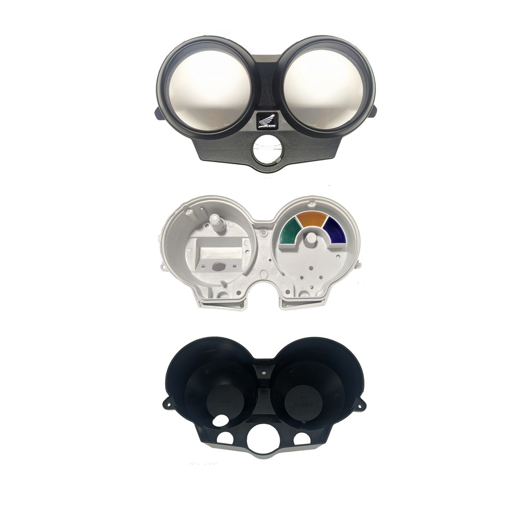 Trio de Carcaças Inferior Interna Superior Painel Moto Honda CG Fan 125 Tampa e Capa Preta Com Lente e Logo Honda Orbita