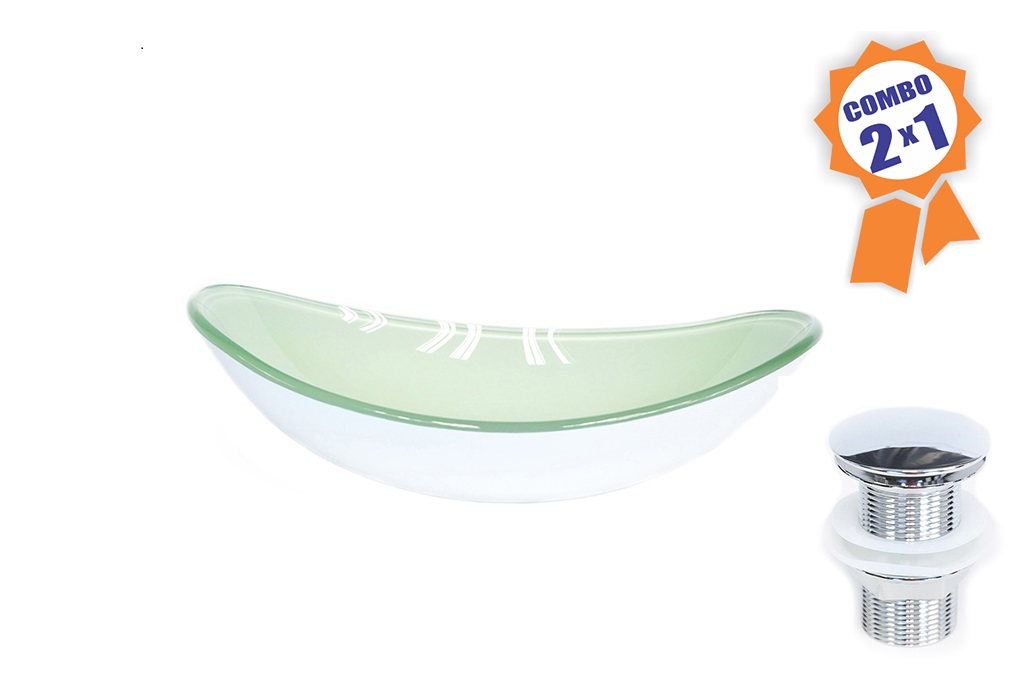 Cuba De Vidro Oval 47cm Branca + Válvula Click