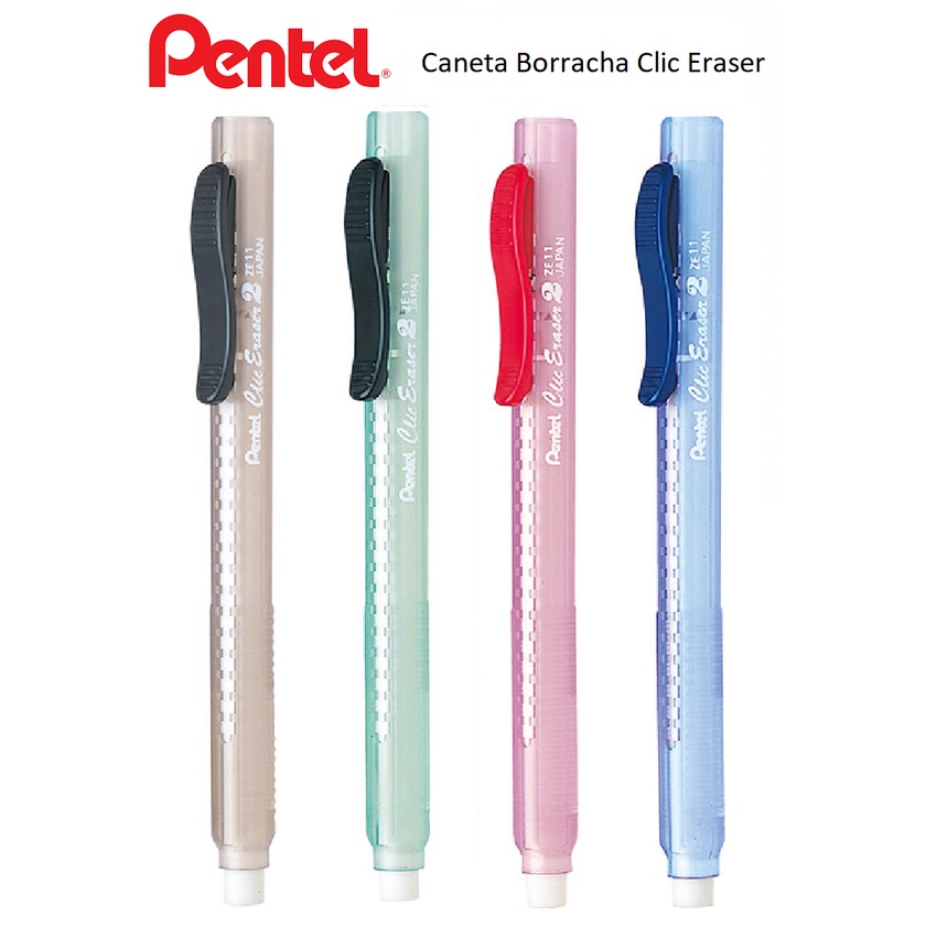 Caneta Borracha Clic Eraser Transparente Pentel ZE11T