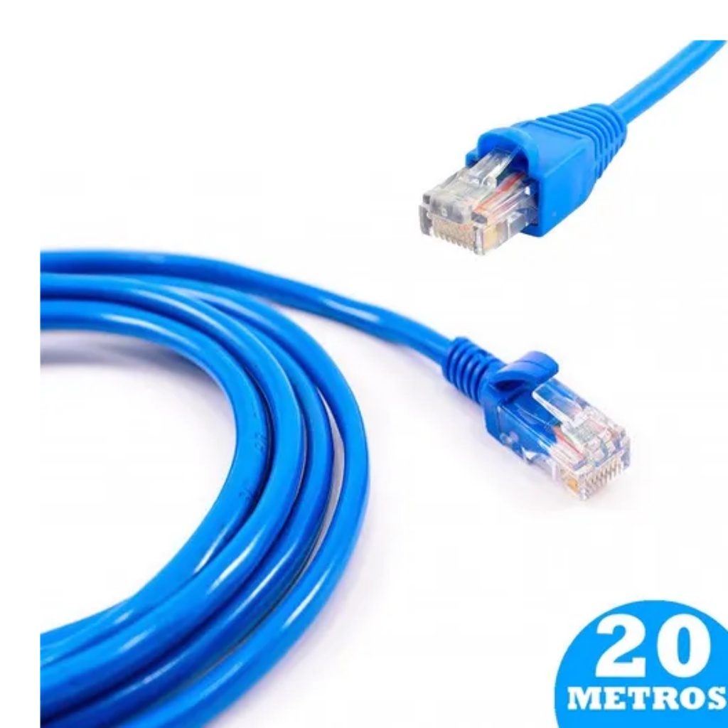 Cabo de Rede Rj45 20 Metros RJ45 Montado Internet Lan