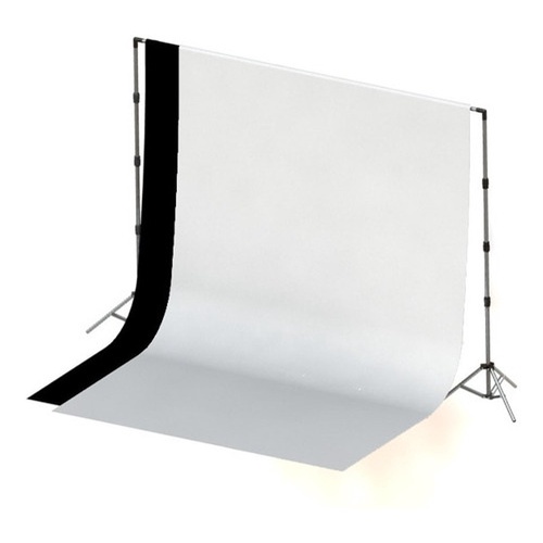 2 Tecidos 2x3 Preto / Branco + Suporte Fundo Infinito Foto C +