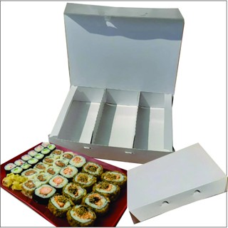Embalagem para sushi ou combinado branca plástico 2  lados não vaza e ajuda a manter temperatura em Oferta na Shopee