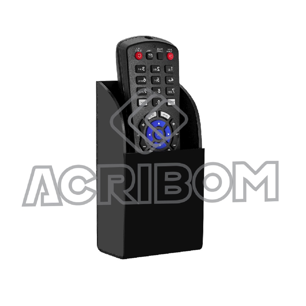 Suporte de Parede em Acrílico Preto Para 1 Controle Remoto de TV ou Ar Condicionado - Porta Controle Remoto - Acribom
