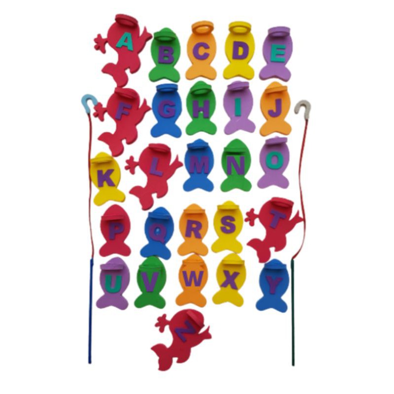 Jogo de Alfabetização Pescaria De Alfabeto Em Eva colorido 28 peças