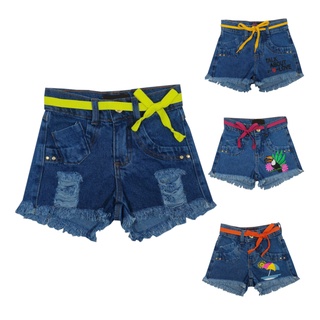Shorts Jeans Feminino Infantil Juvenil Menina