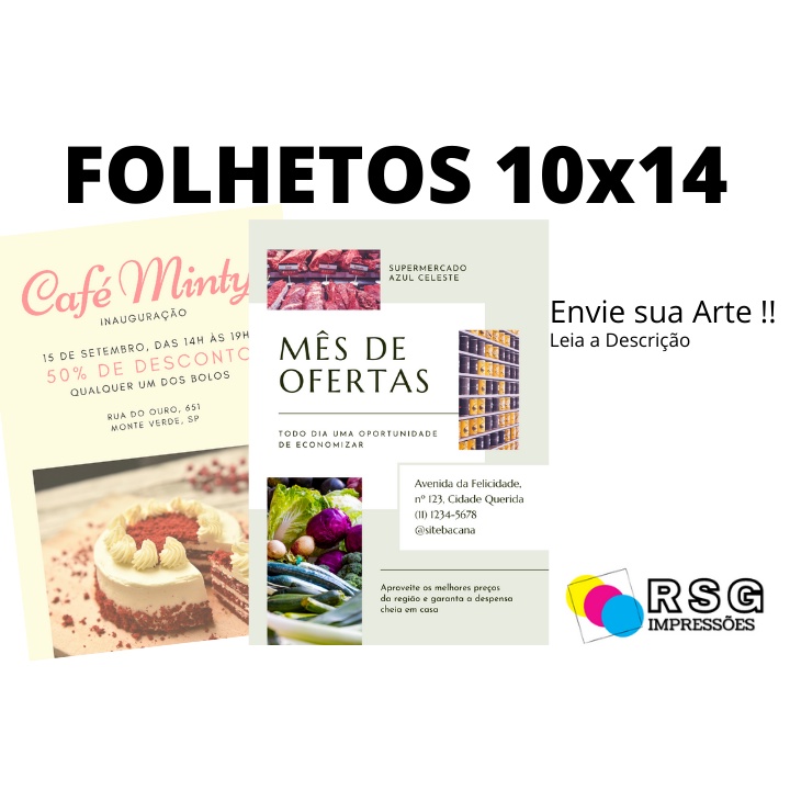 100 Folhetos 10x14 - Papel 75g