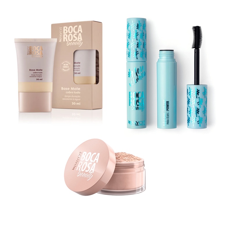 KIT Boca Rosa - Base Boca Rosa + Po Facial e Mascara Para Cilios ...