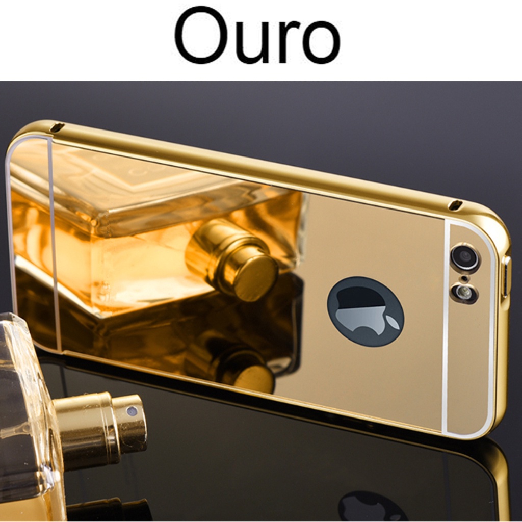 Capa Bumper Alumínio Espelhada iPhone 7 dourado