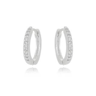 Brinco Argola Cravejada G 15mm Prata 925
