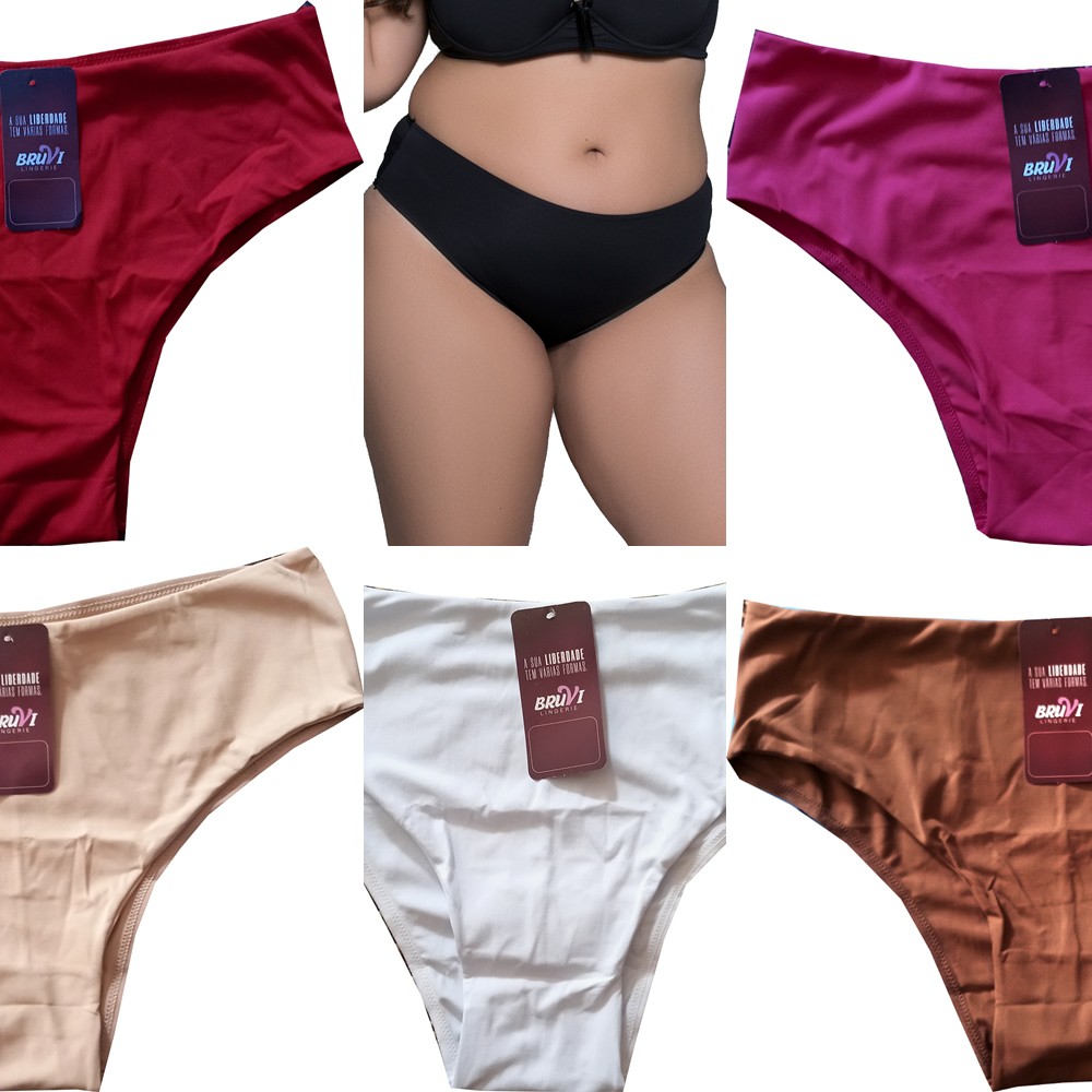 Calcinha tangão tanga tecido duplo sem costura microfibra liso Bruvi (até 50) 1062