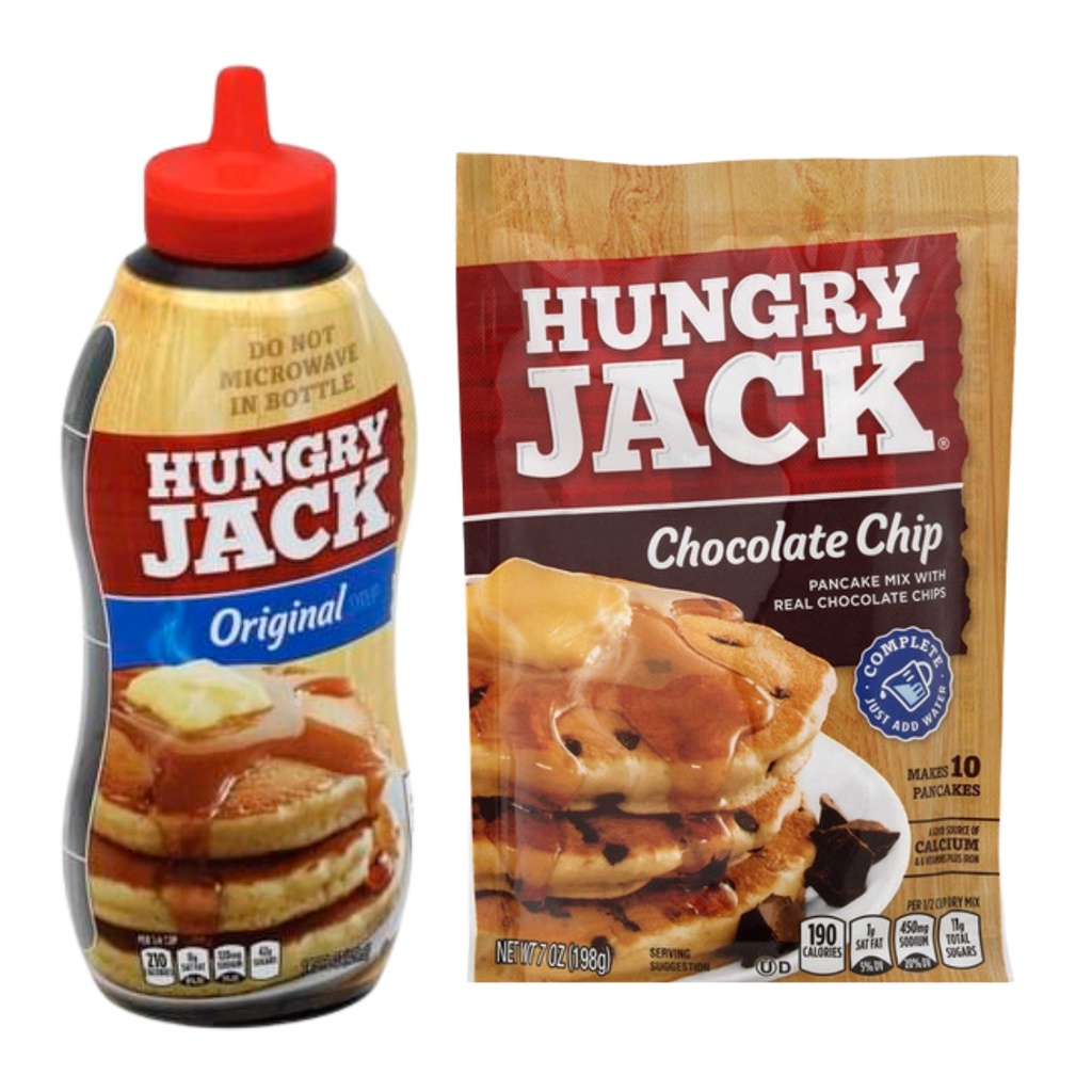 Kit Hungry Jack Massa Para Panqueca choco chip + Calda Maple Sryup 429ml