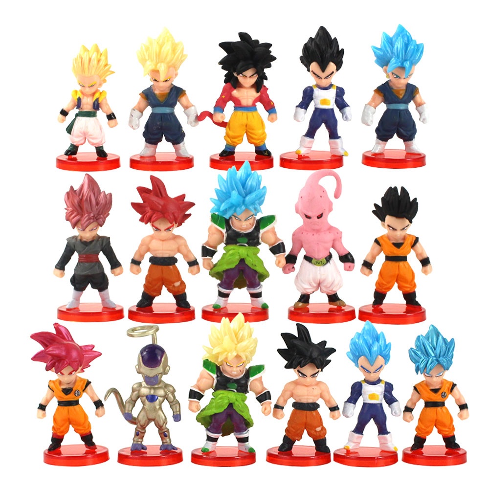 Kit 16 Bonecos Action Figure Dragon Ball Miniaturas Colecionáveis 7cm
