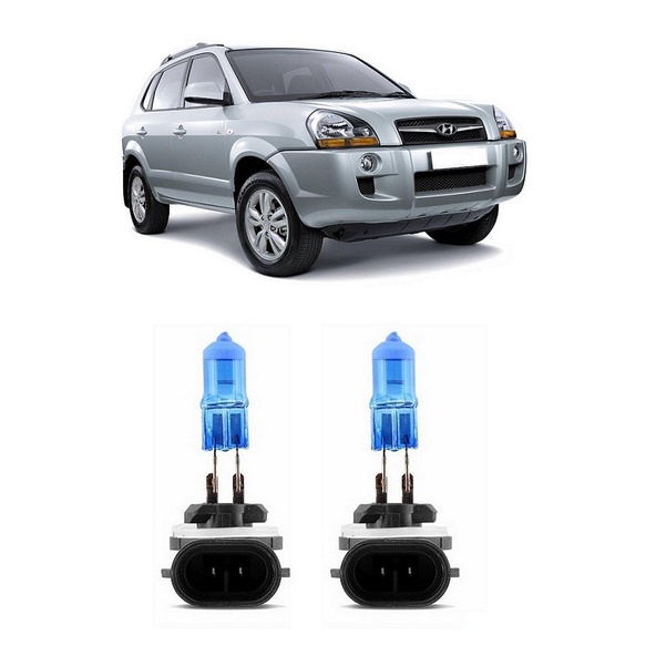 Par Lampada Super Branca Farol de Milha Tucson 2006 2007 2008 2009 2010 2011 2012 2013 8500k H27