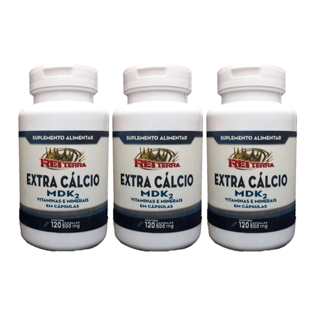 3 Extra Calcio Mdk2 - Cálcio + D+ K2 + Magnesio 120 Cáps