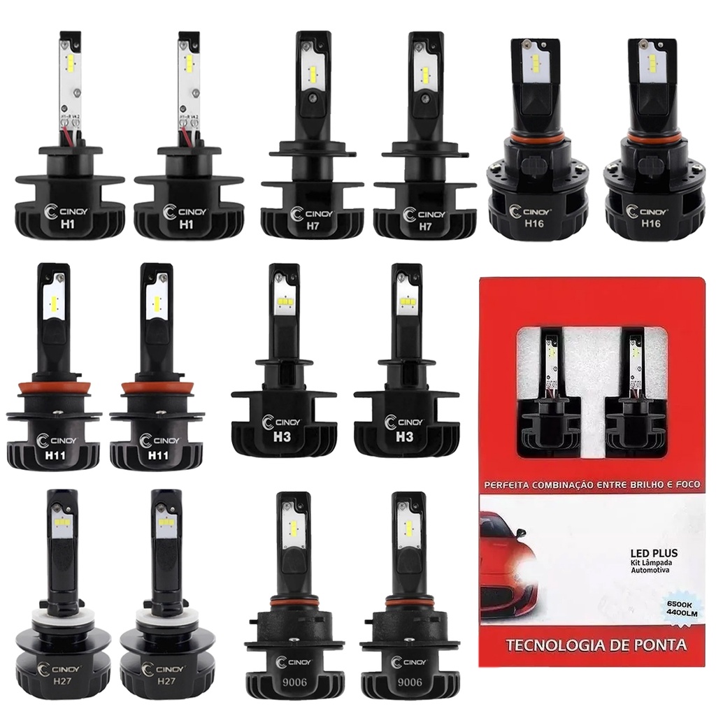 Kit Super Led Plus Ultra H1 H3 H7 H11 H16 H27 HB3 HB4 6500K Cinoy