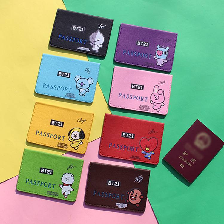 Imagem BTS BT21 Porta Passaporte De Couro