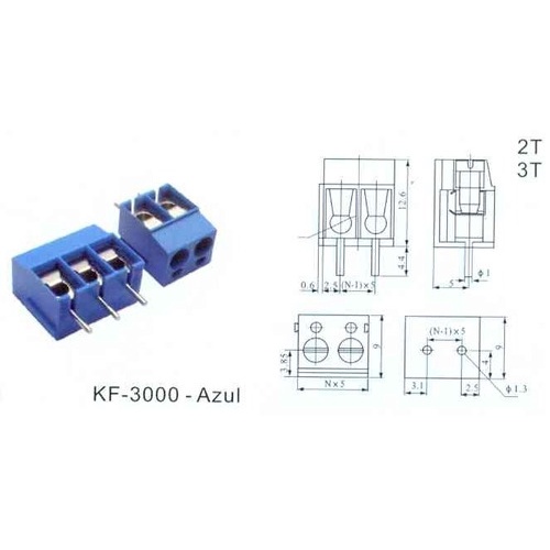 Kit 500 Peças - Borne Kre 3 Vias De Parafuso 5.08mm Kf-3000