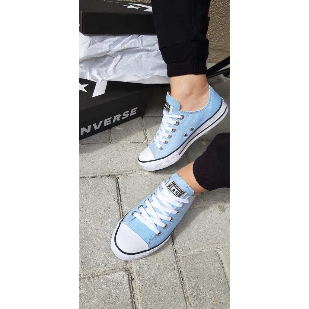 Tenis Converse All Star Cano Baixo Azul Bebe Lona Shopee Brasil