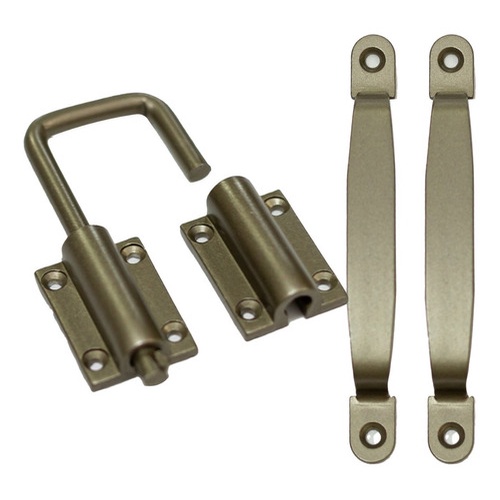 2 Puxador e 1 trinco de porta camarão de madeira cromado kit porta camarão 3 peças em Oferta na Shopee