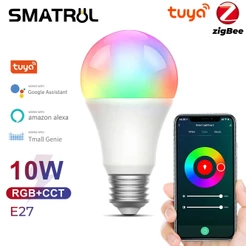 SMATRUL Tuya zigbee 10 W Lâmpada LED Inteligente De Luz E27 Dimmable Timing Com Vida APP Controle De Voz Para O Google Casa Alexa Mall Genie
