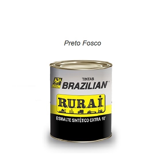 Tinta esmalte sintético RURAI Brazilian 900ml Preto Fosco