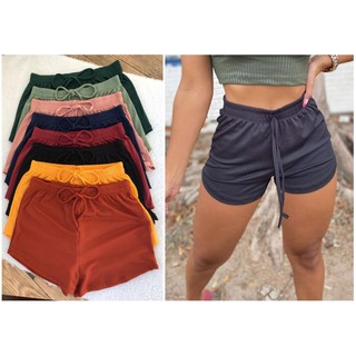 Kit 3 Short Canelado Feminino Casual Soltinho
