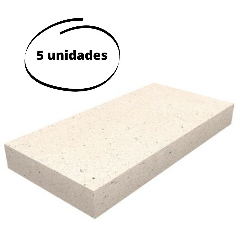 Kit 5 Placas Pedra Refratária Plaqueta para Churrasqueira Forno Lareira 23x11x2,5cm