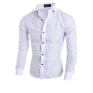 Camisa Masculina Slim Poá Premium Com Lycra - Promoção