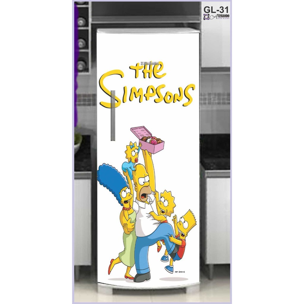 Adesivo Envelopar  Geladeira Simpsons Desenho Hd Comic