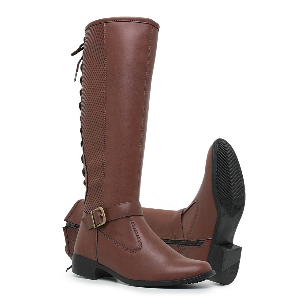 Bota Montaria Feminina Confortável em Couro Cano Alto Rodeio Show Cavalgada 11653 em Oferta na Shopee