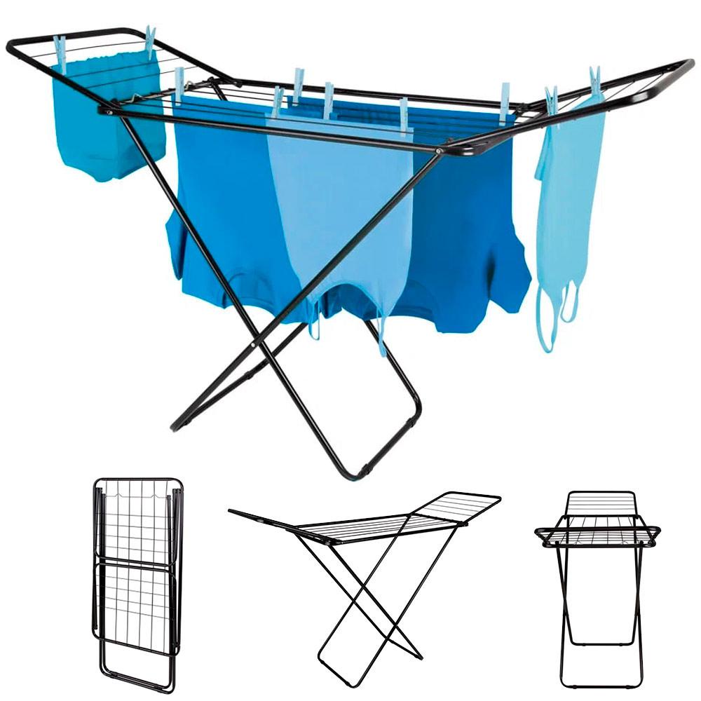 Varal de Chão com Abas Slim Preto 6216 MOR em Oferta na Shopee