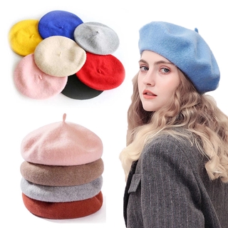 Boina De Lã Feminina Com Chapéu De Lã - Estilo Francês
