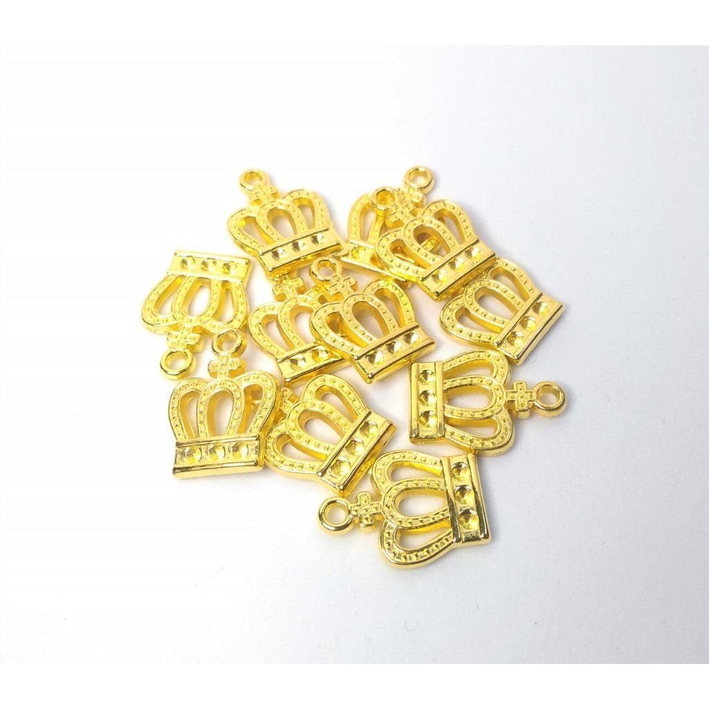 Pingente Coroa Princesa 18x13mm Dourado ABS -25 gramas